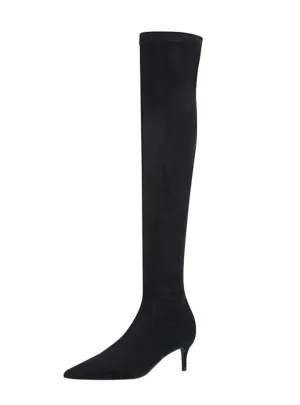 High Heel Suede Pointed Knee Boots