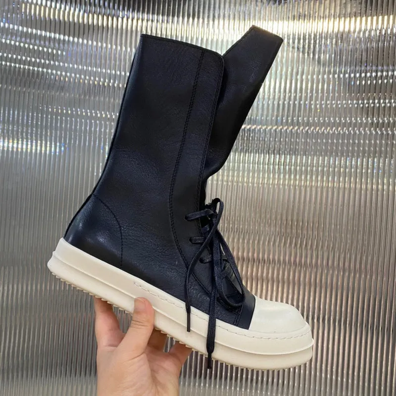 High-Top Leather Combat Boots