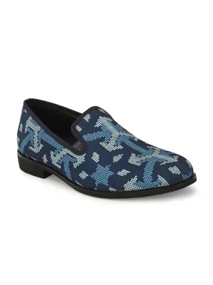 HITZDD_1 Men's Blue Fabric Formal  Slip-On Shoes