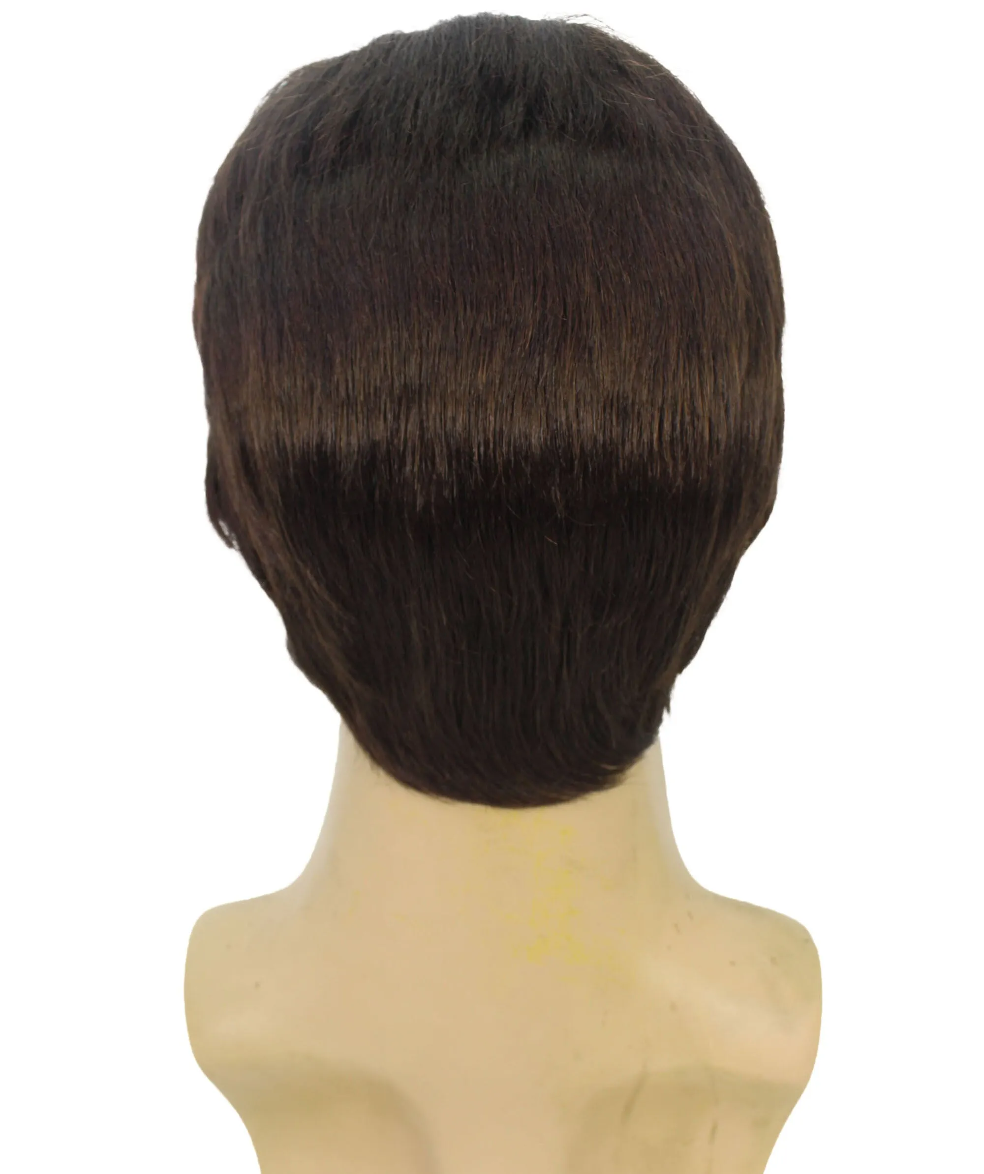 HPO Adult Men's Black Wig with Eyebrow & Mustache, Perfect for Halloween and Cosplay, Flame-retardant Synthetic Material