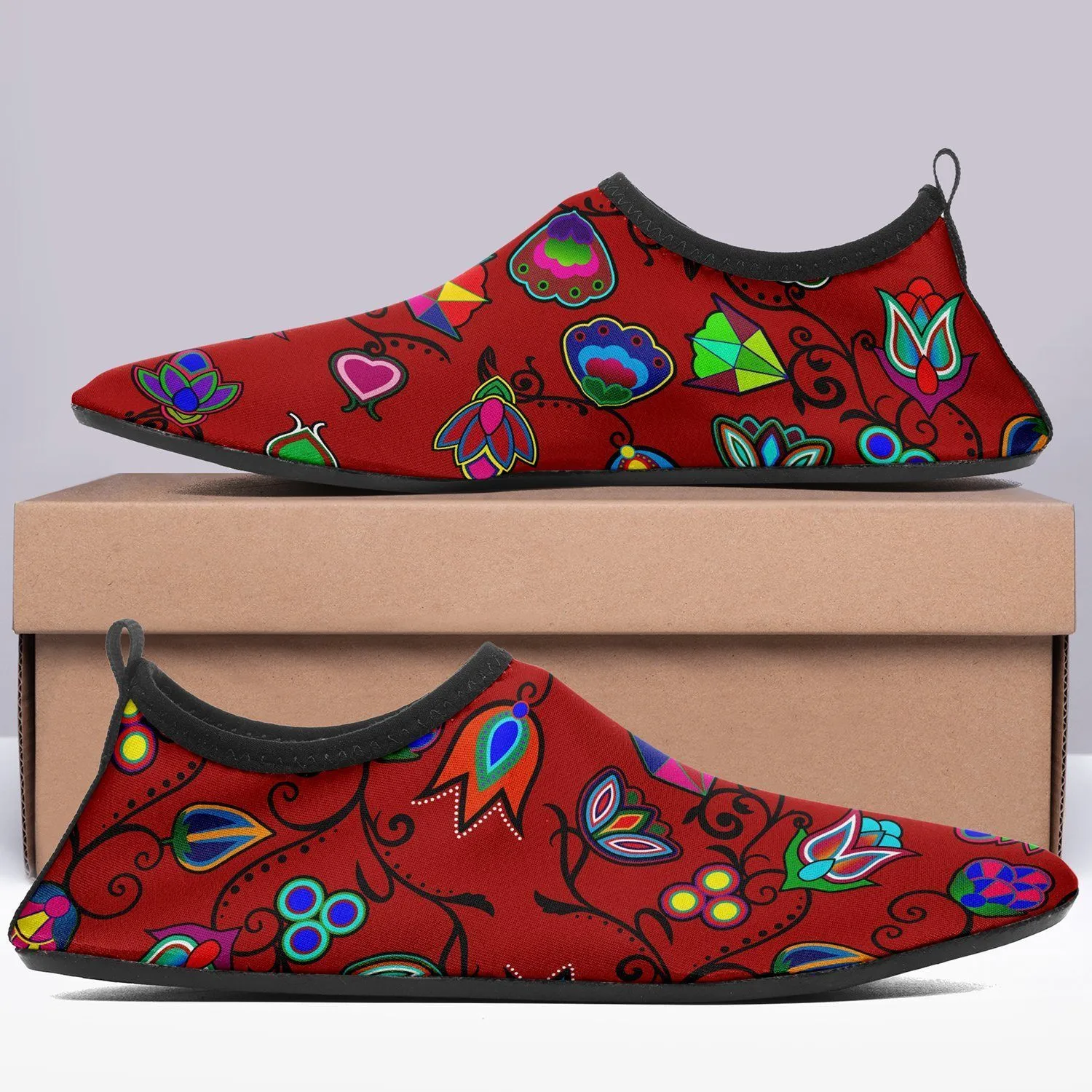 Indigenous Paisley Dahlia Sockamoccs Kid's Sockamoccs Slip On Shoes