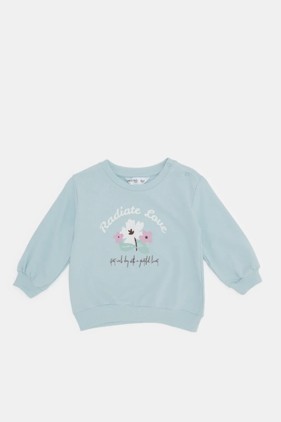 Infant Girls Blue Flower Print Sweatshirt