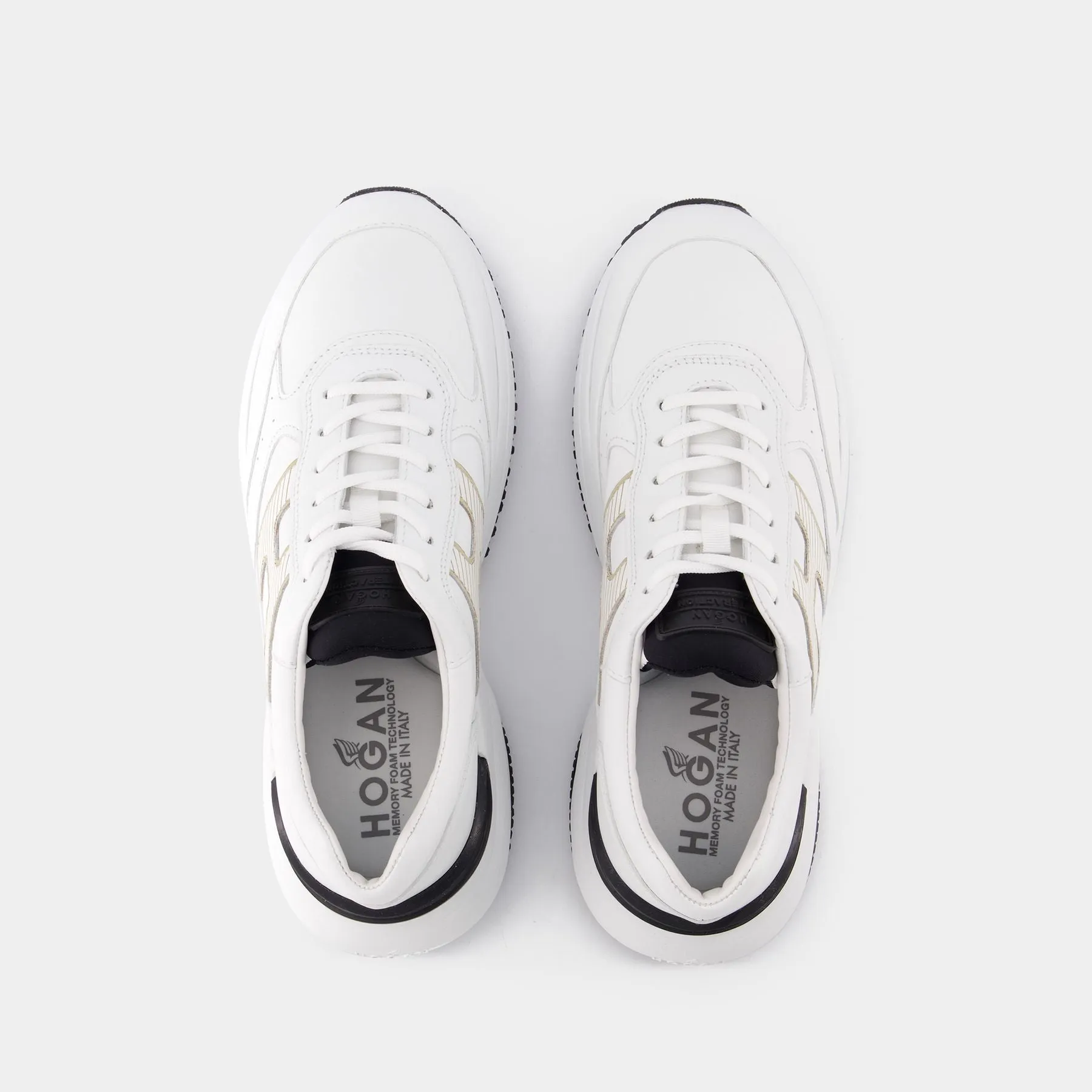 Interaction Allacciato H Laser Sneakers in White Canvas