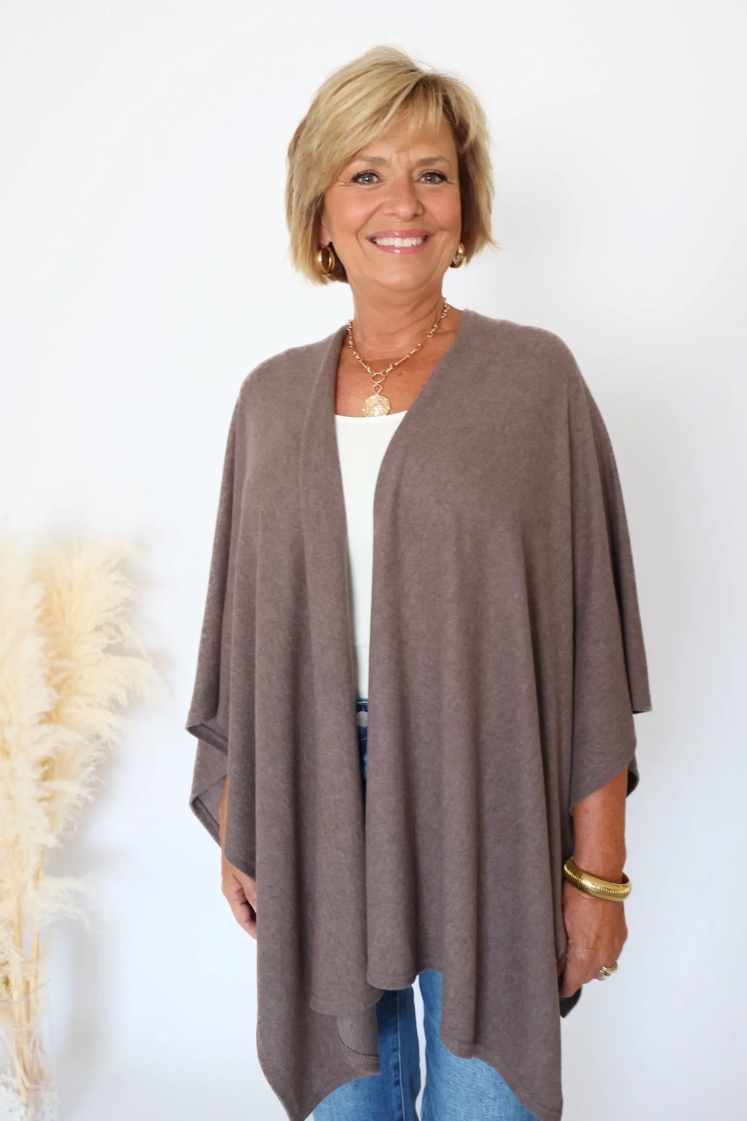 Kiara Lightweight Brushed  Wrap - Brown