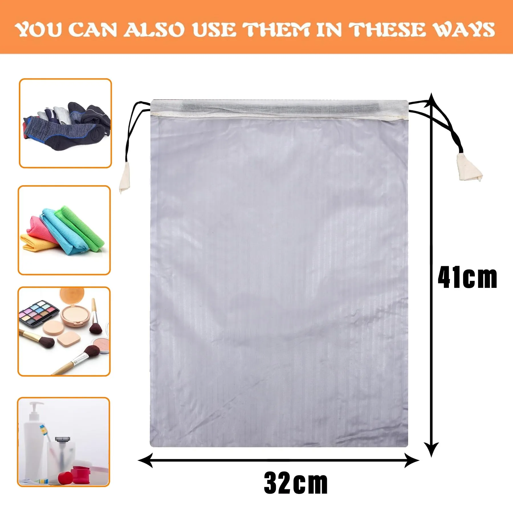 Kuber Industries Shoe Cover | Travel Shoe Storage Bags | PVC Storage Bags | Drawstring Shoe Cover | Transparent Shoe Storage Organizer | Lining-Design | Pack of 6 | White