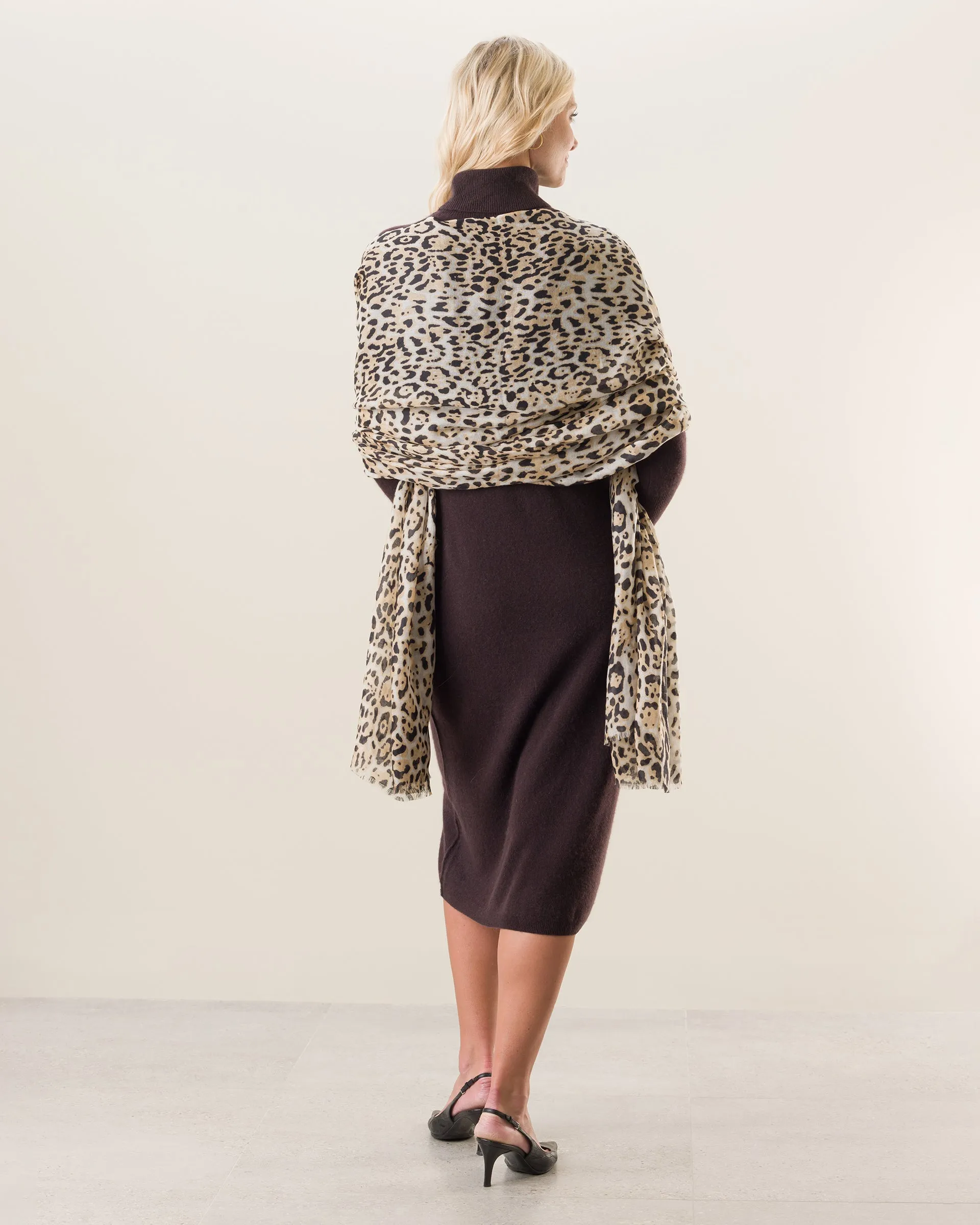 Leopard Print Lightweight Cashmere Wrap