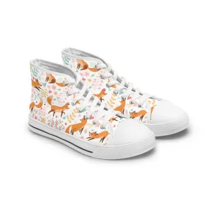 Lovely Fox and Flowers Women's High Top Sneakers