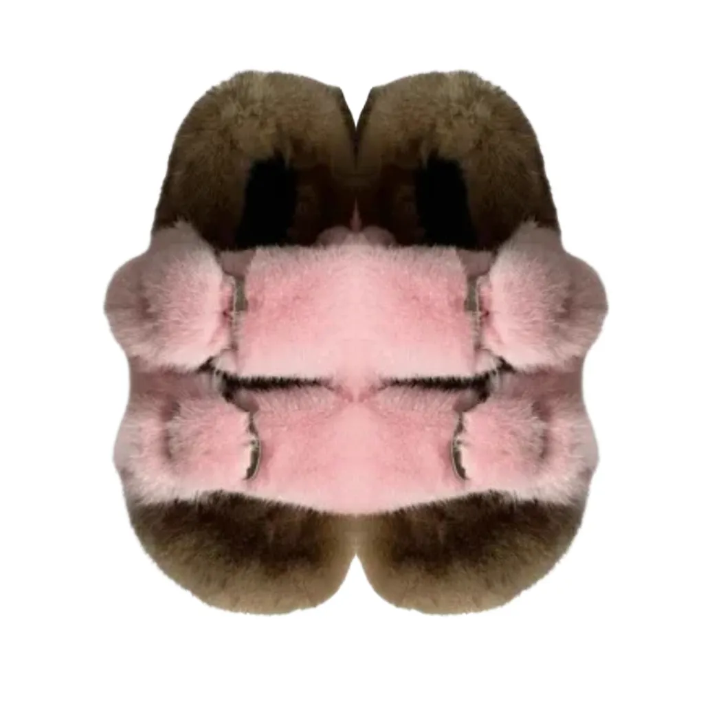 Luxe Mink Slide Sandals - Pink 'n' Brown