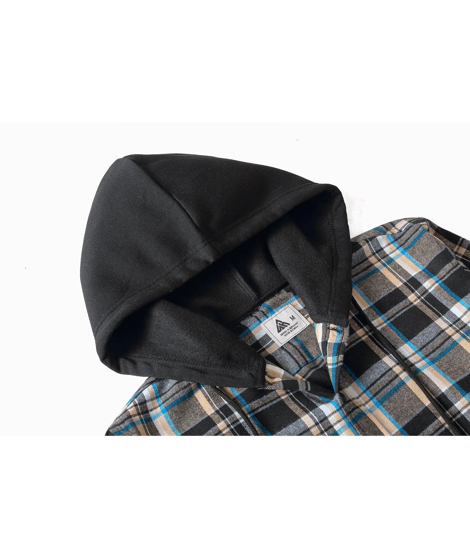 Men's Button Up Plaid Flannel Hoodie-CUMLT01039