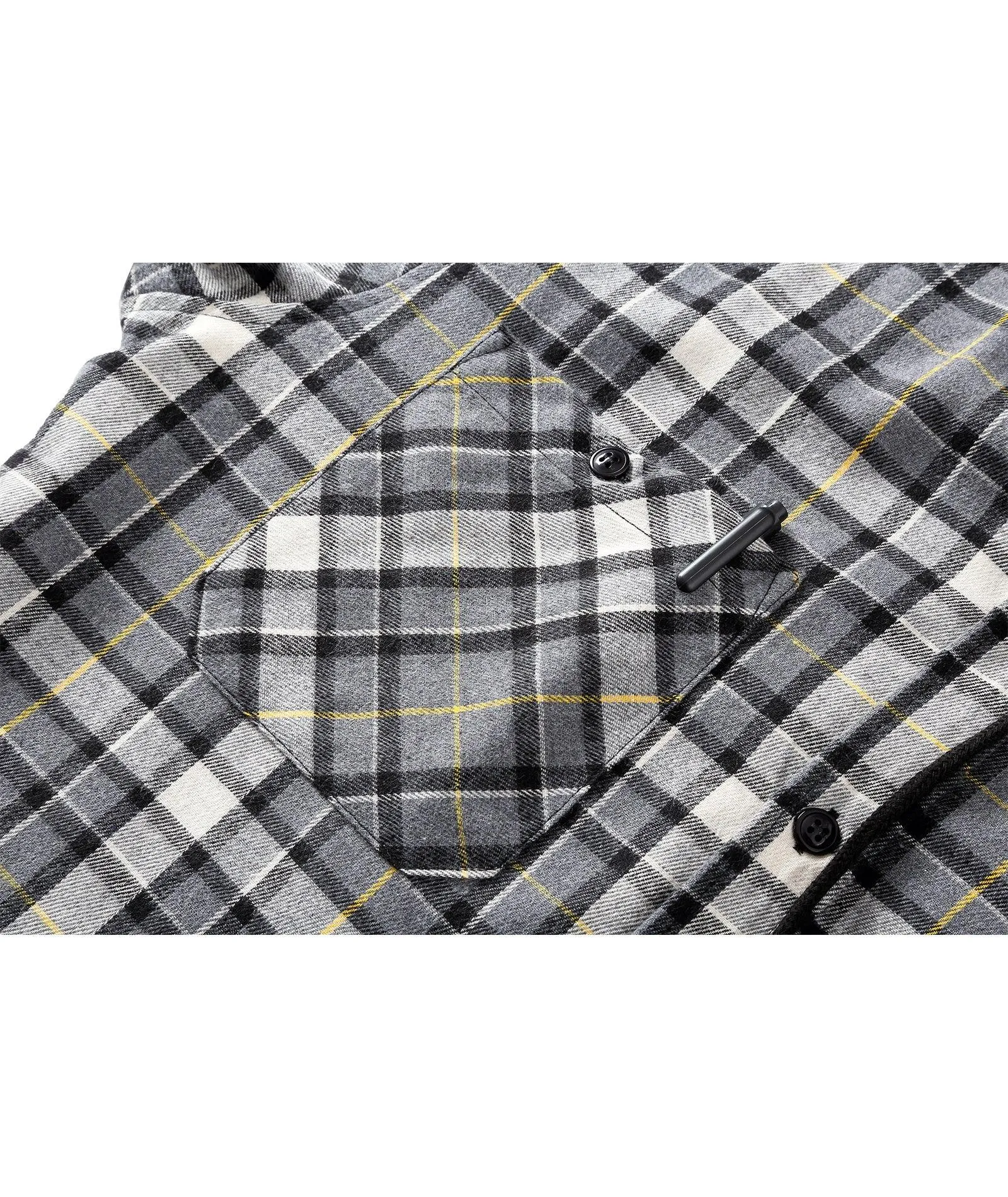 Men's Button Up Plaid Flannel Hoodie-CUMLT01039