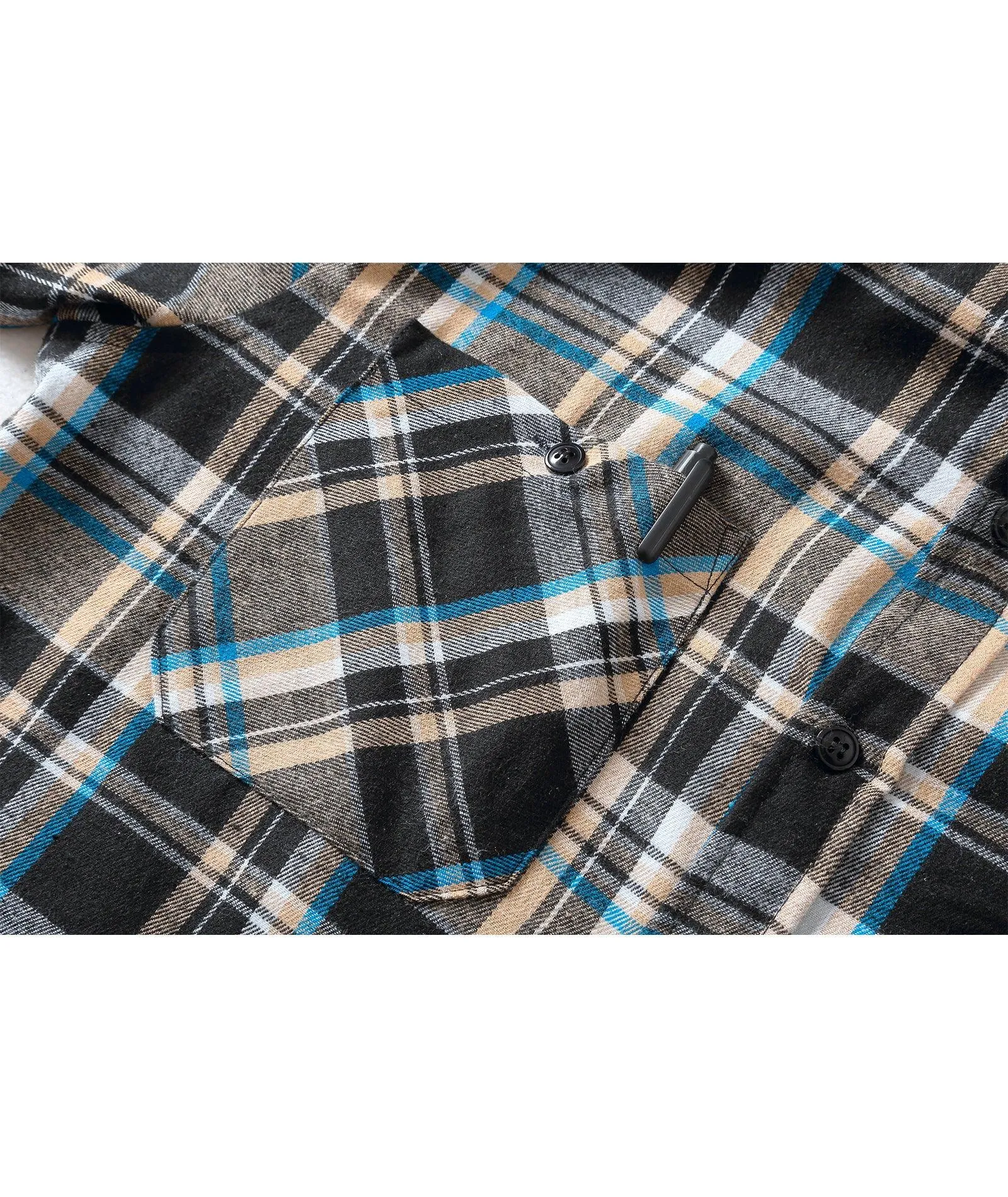 Men's Button Up Plaid Flannel Hoodie-CUMLT01039