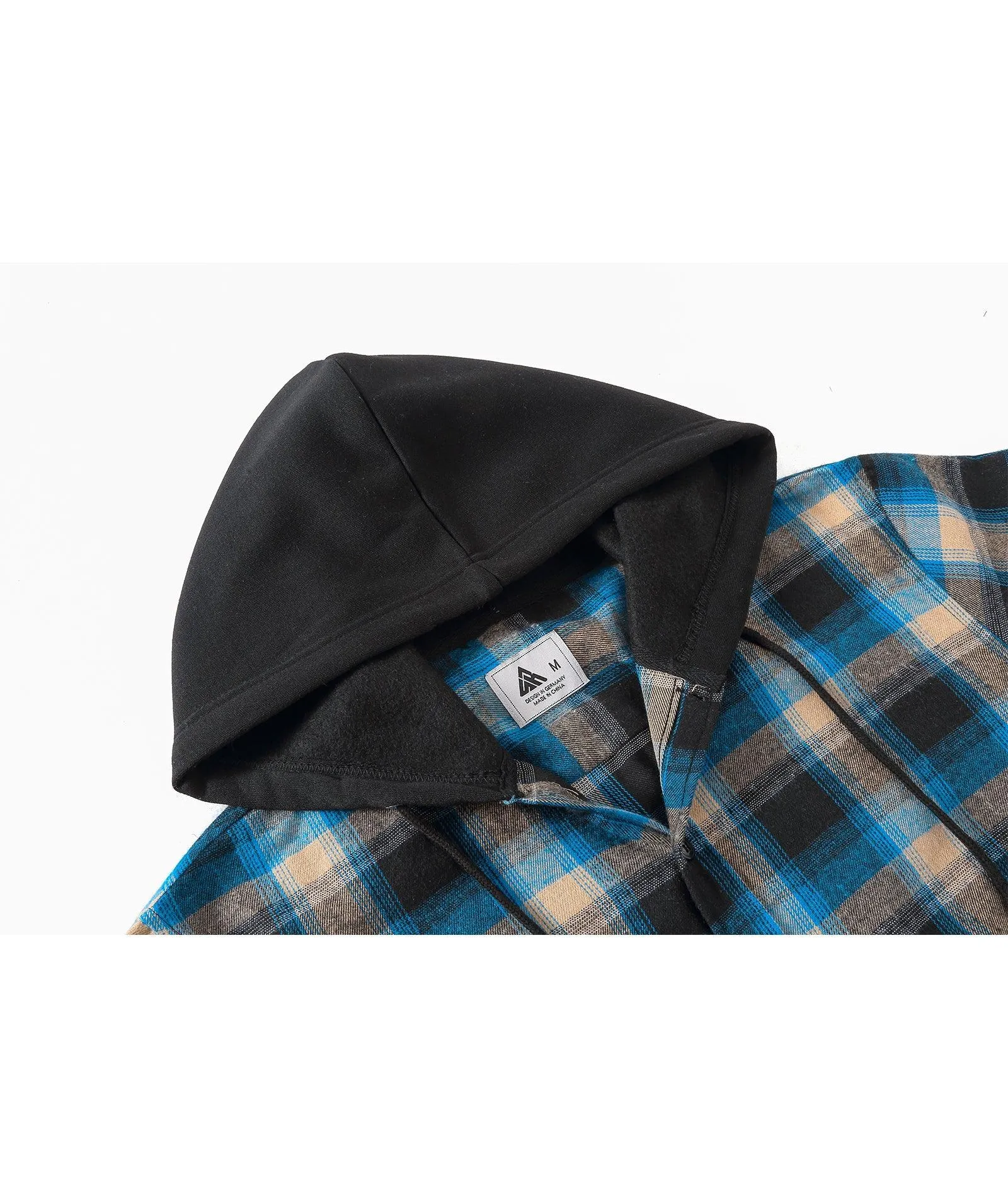 Men's Button Up Plaid Flannel Hoodie-CUMLT01039