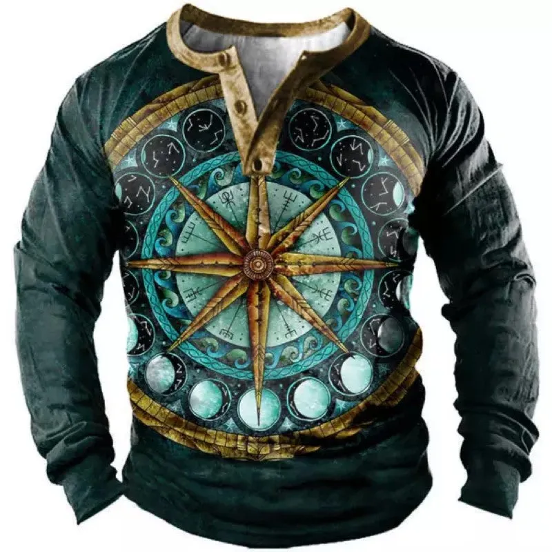 Men's Compass Contrast Long Sleeve T-Shirt