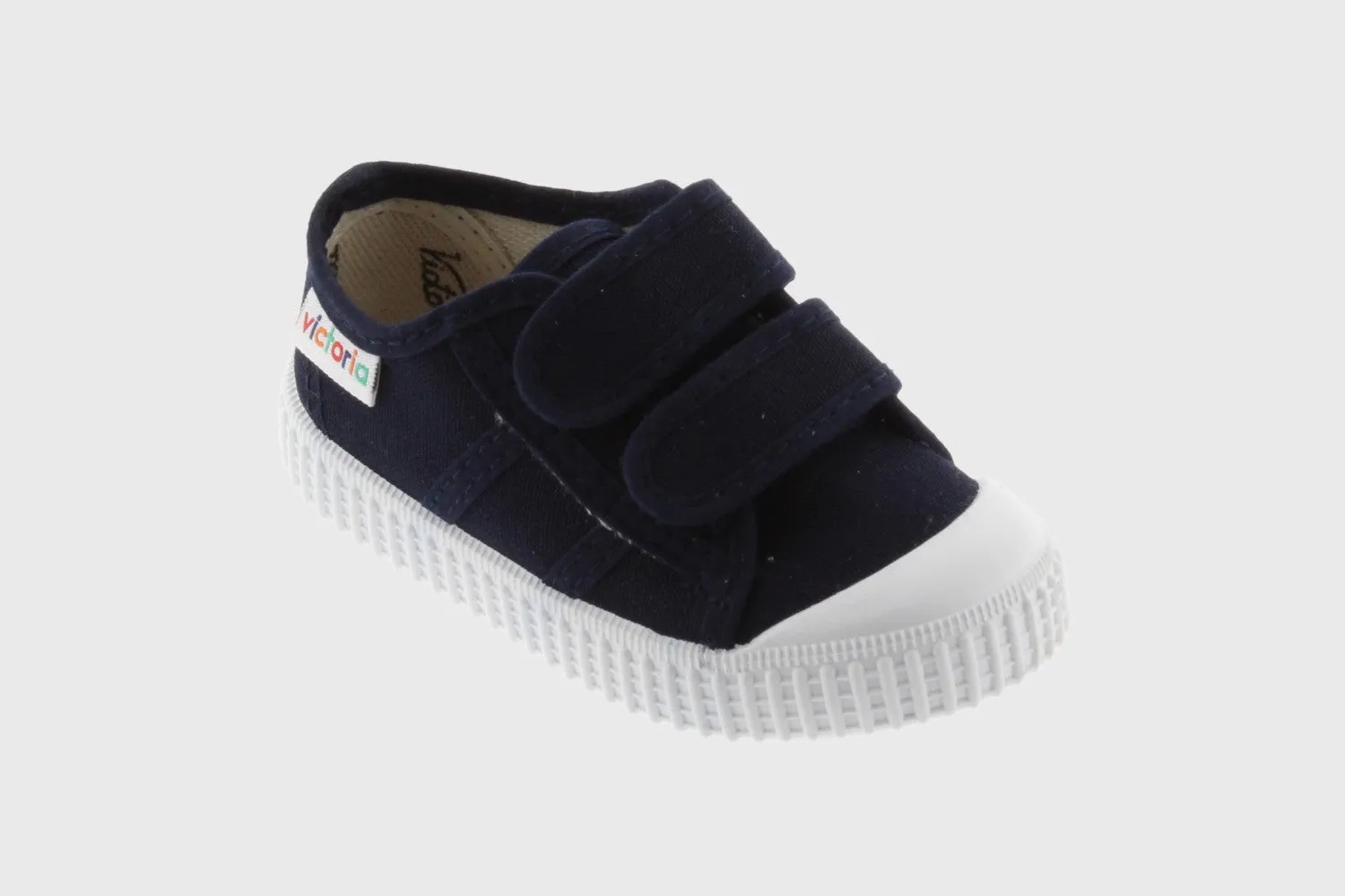 Navy canvas double velcro sneaker