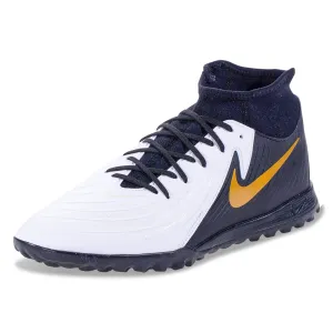 Nike Phantom Luna II Academy Turf Soccer Shoes (White/Black/Metallic Gold Coin)