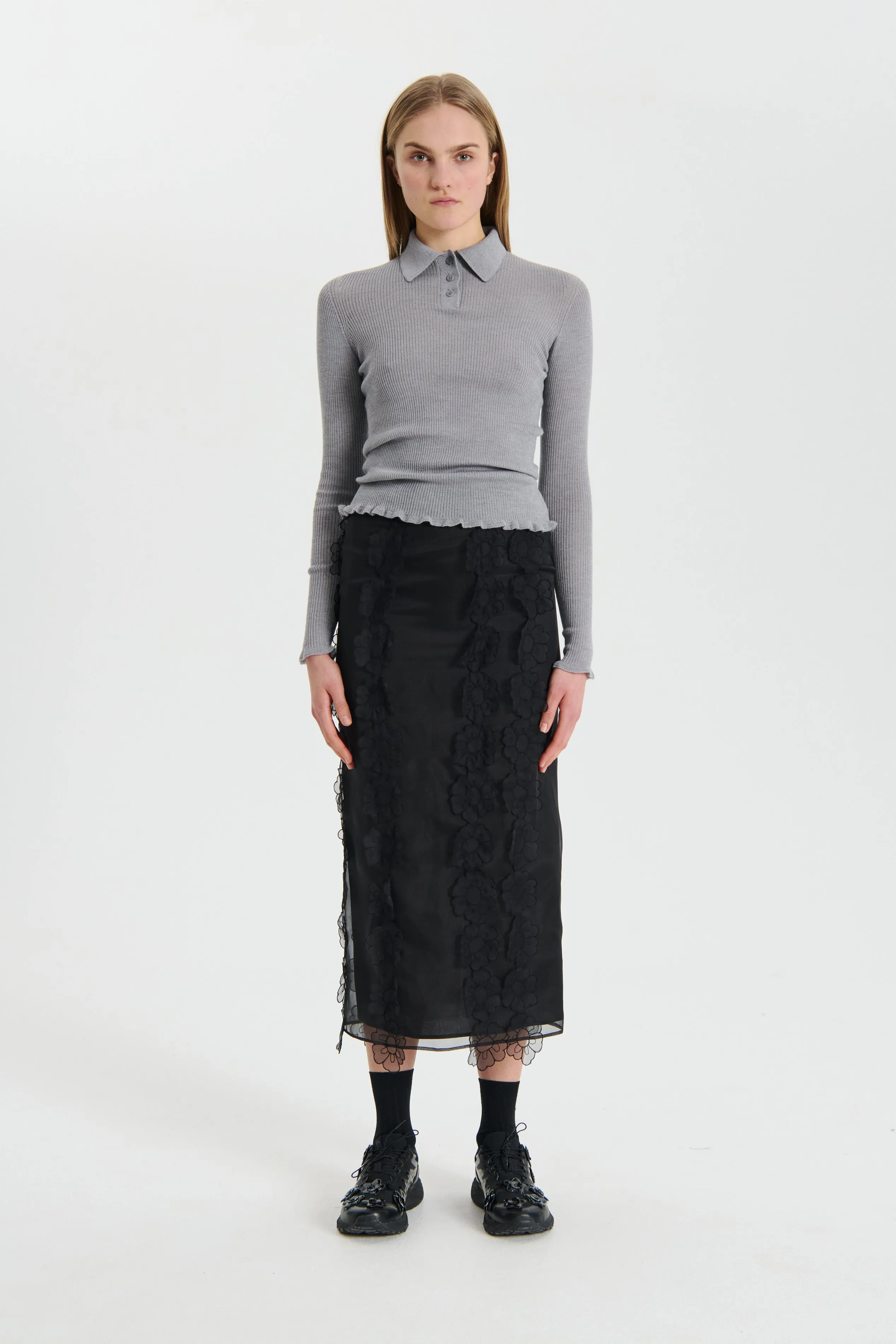 ODA | TOP LIGHTWEIGHT KNIT GREY MELANGE