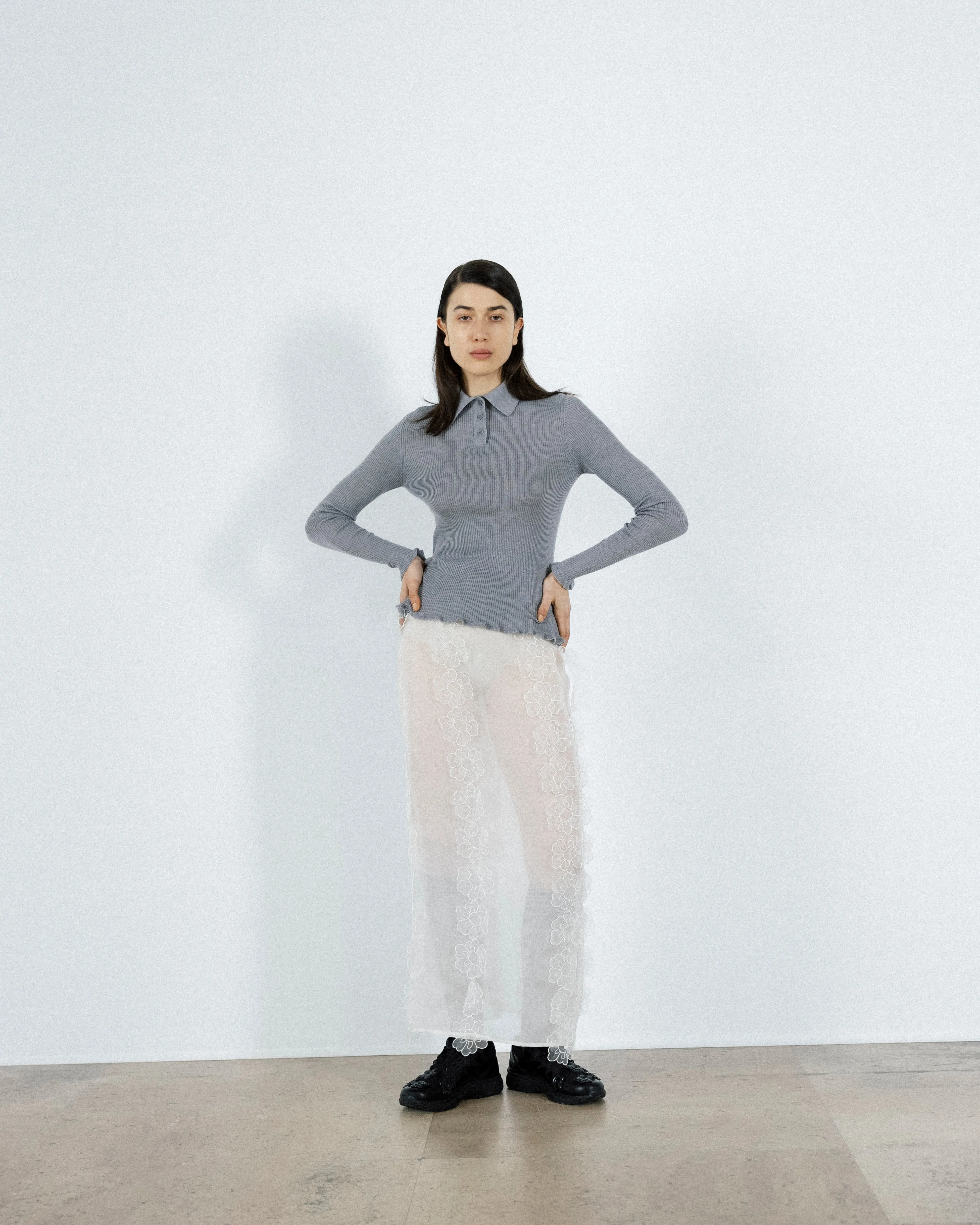 ODA | TOP LIGHTWEIGHT KNIT GREY MELANGE