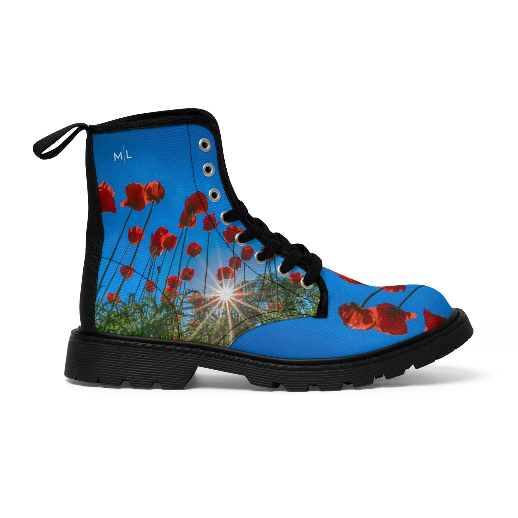 Orange Poppies Women's Canvas Art Boots