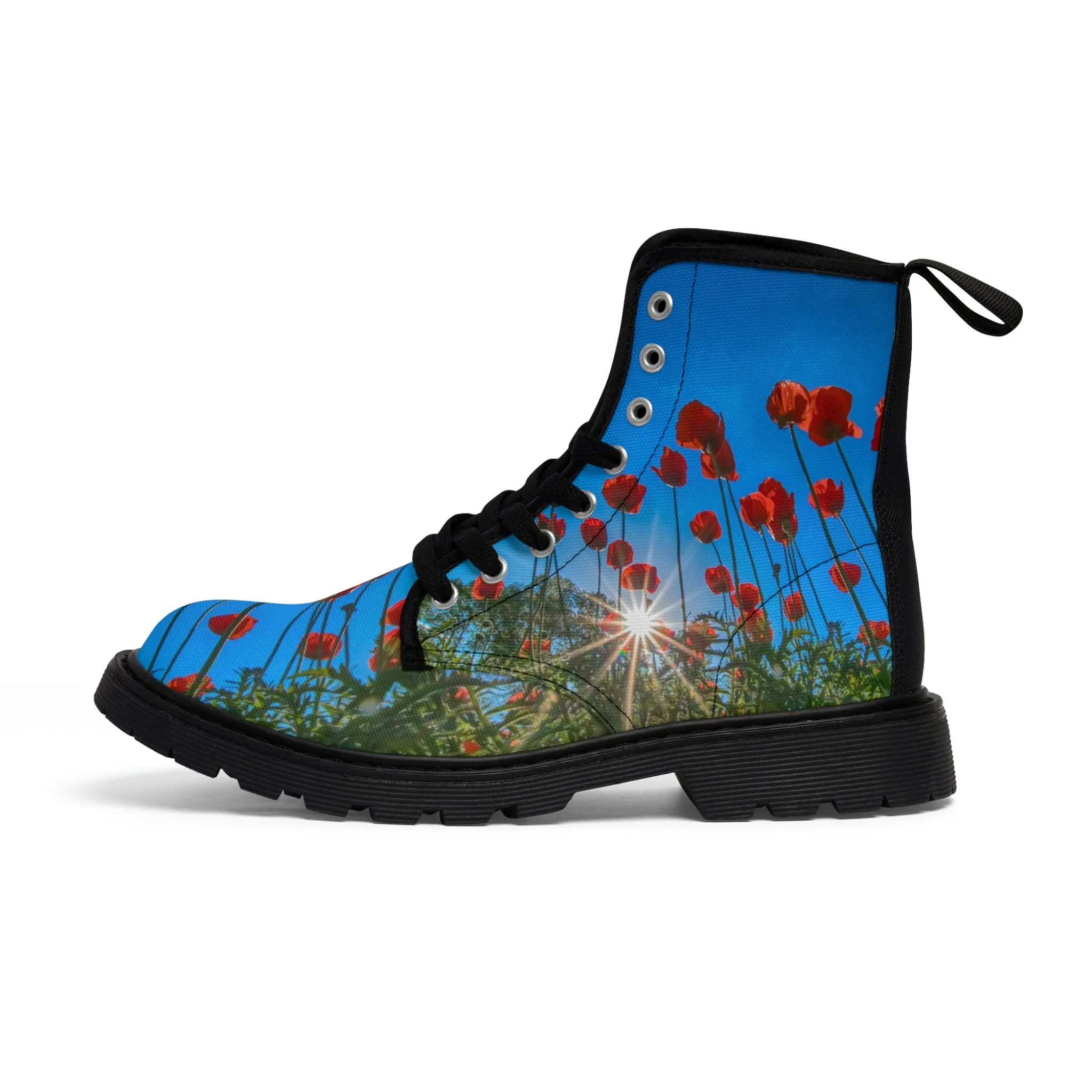 Orange Poppies Women's Canvas Art Boots