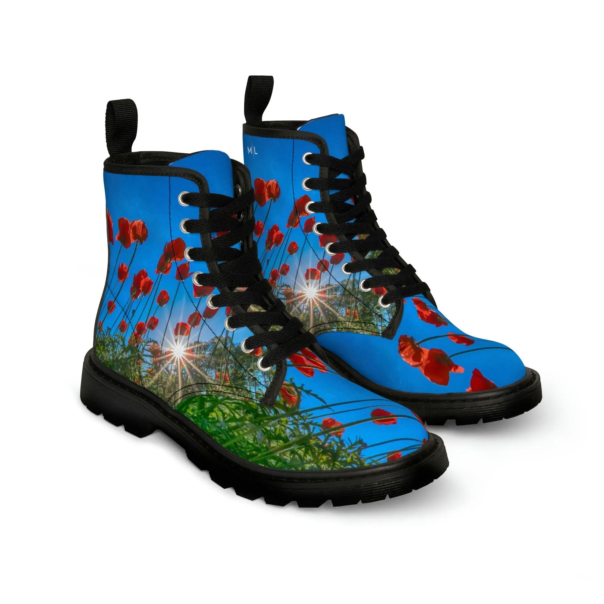 Orange Poppies Women's Canvas Art Boots