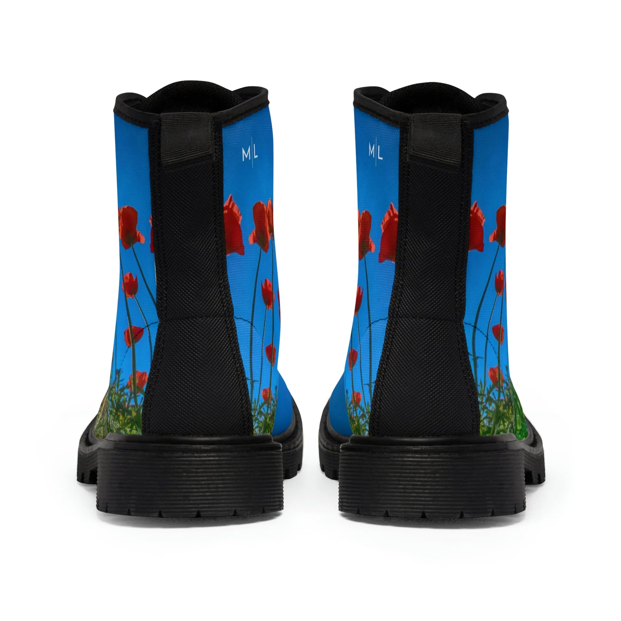 Orange Poppies Women's Canvas Art Boots