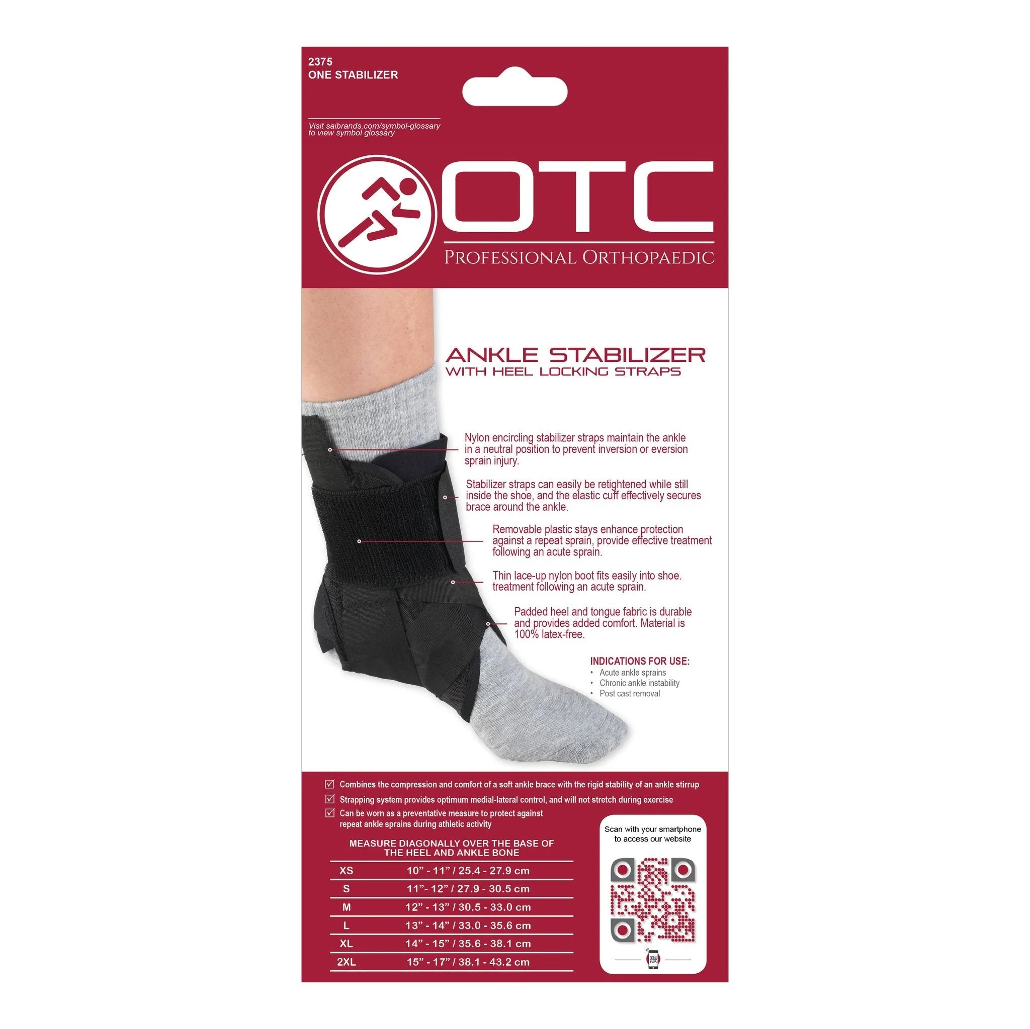 OTC ANKLE STABILIZER W/ STRAP-2375- CLEARANCE