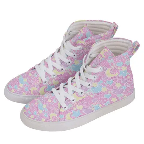 Pastel party pink women's hi-top sneakers [made to order]