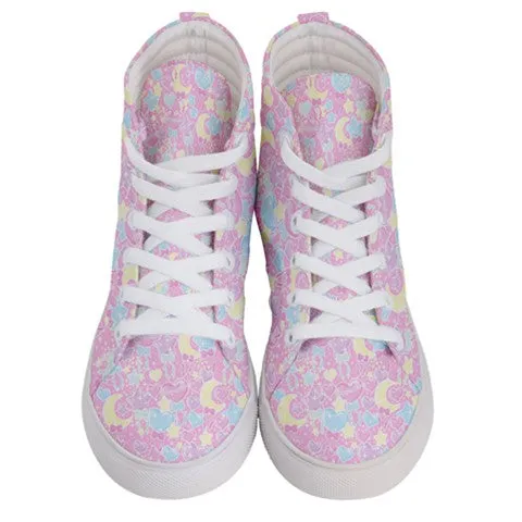 Pastel party pink women's hi-top sneakers [made to order]