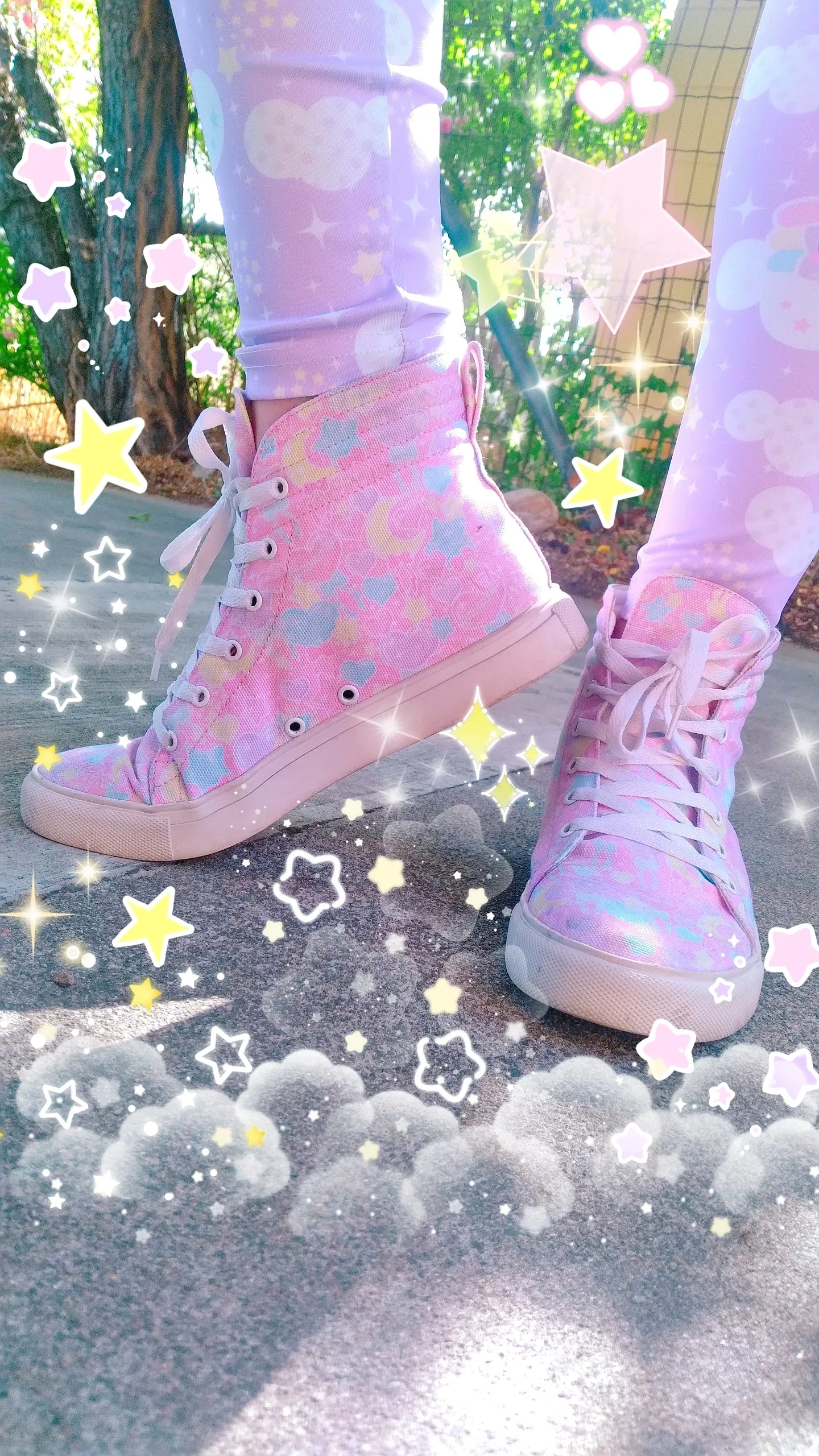 Pastel party pink women's hi-top sneakers [made to order]