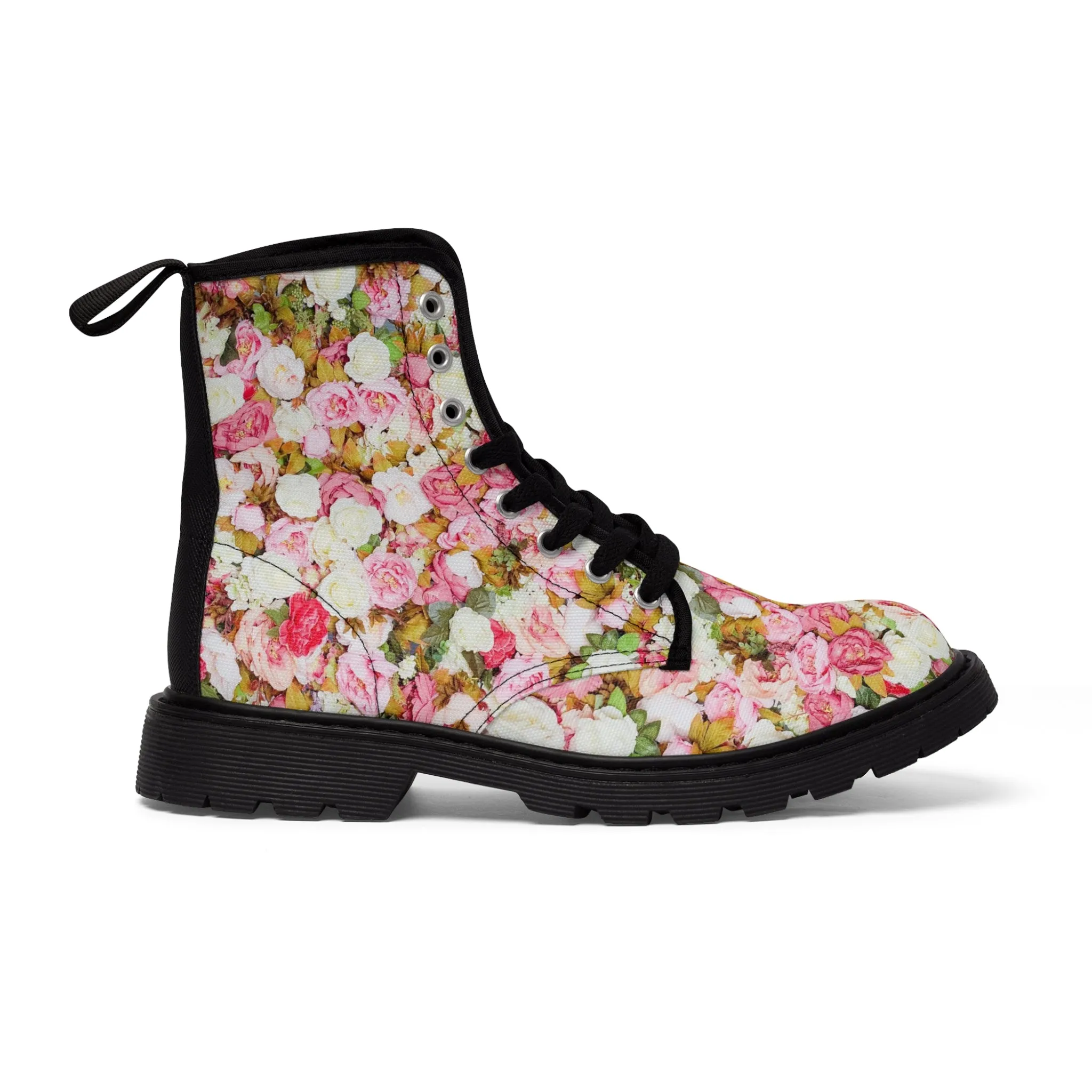 Pink Flowers - Inovax Men's Canvas Boots