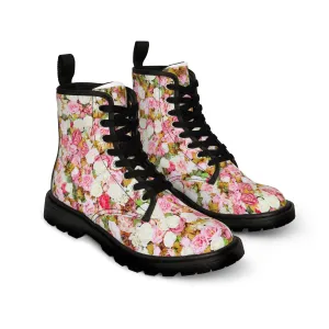 Pink Flowers - Inovax Men's Canvas Boots