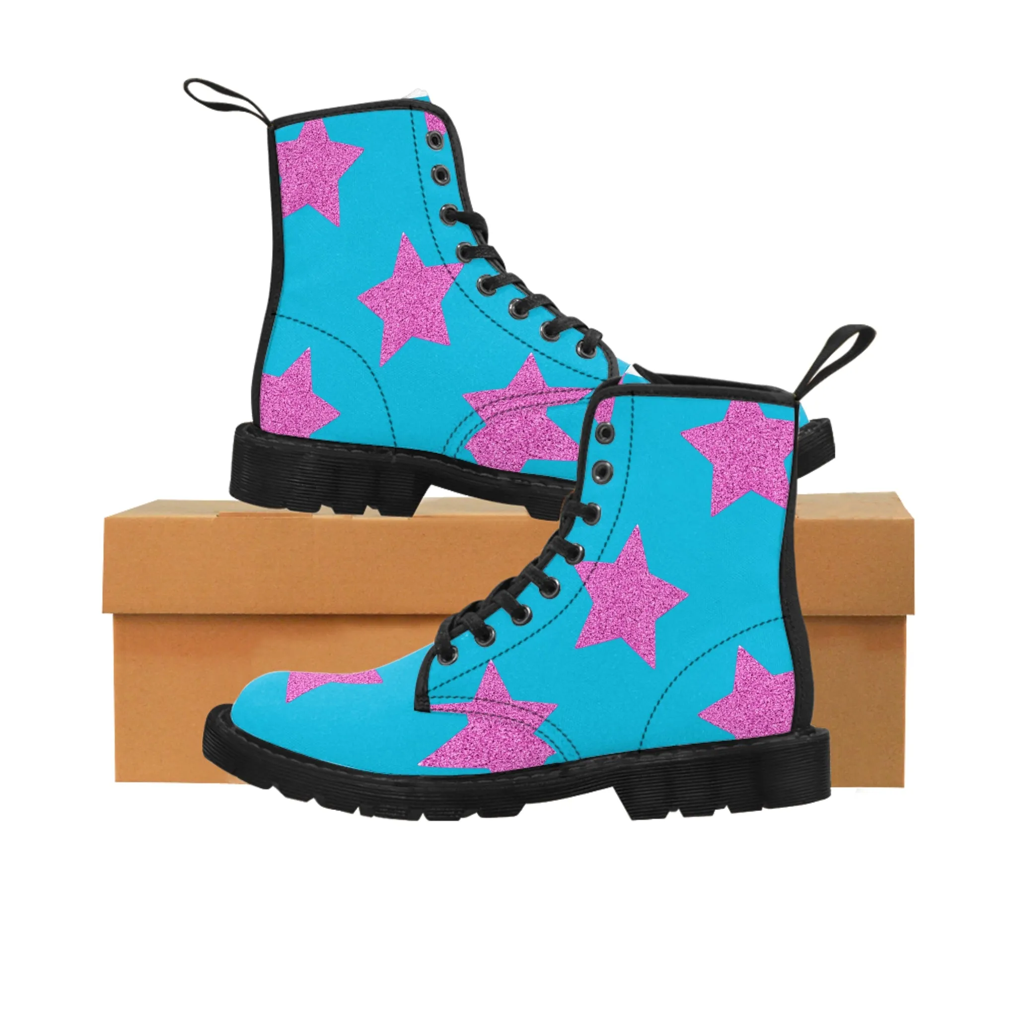 Pink Stars - Inovax Woman's Canvas Boots