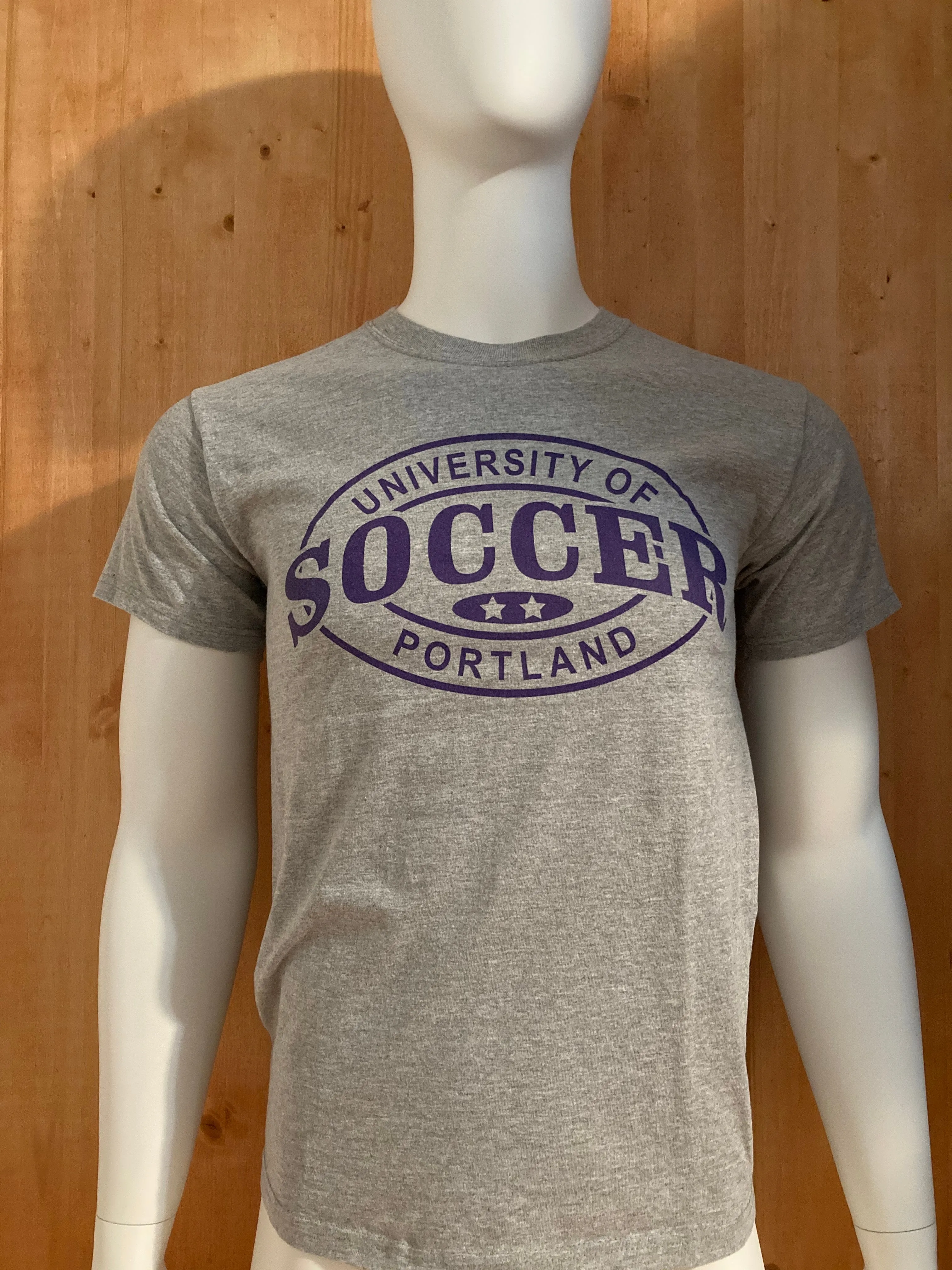 PORT & COMPANY "UNIVERISTY OF PORTLAND SOCCER" Graphic Print Adult S SM Small Gray T-Shirt Tee Shirt