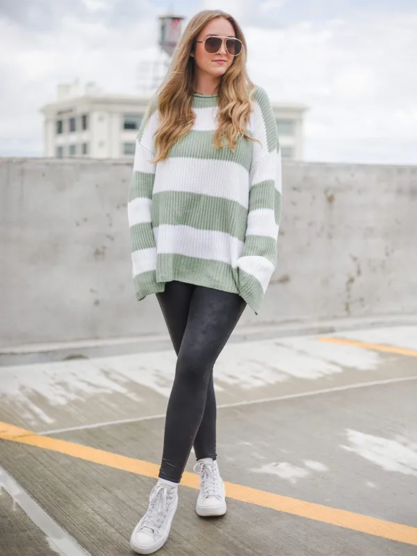 Red & White Striped Sweater Oversized Jumper