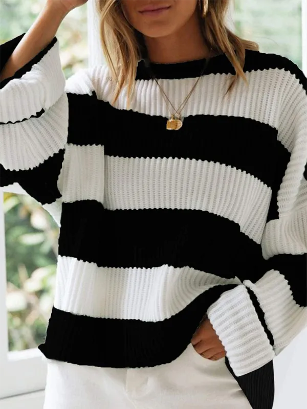 Red & White Striped Sweater Oversized Jumper