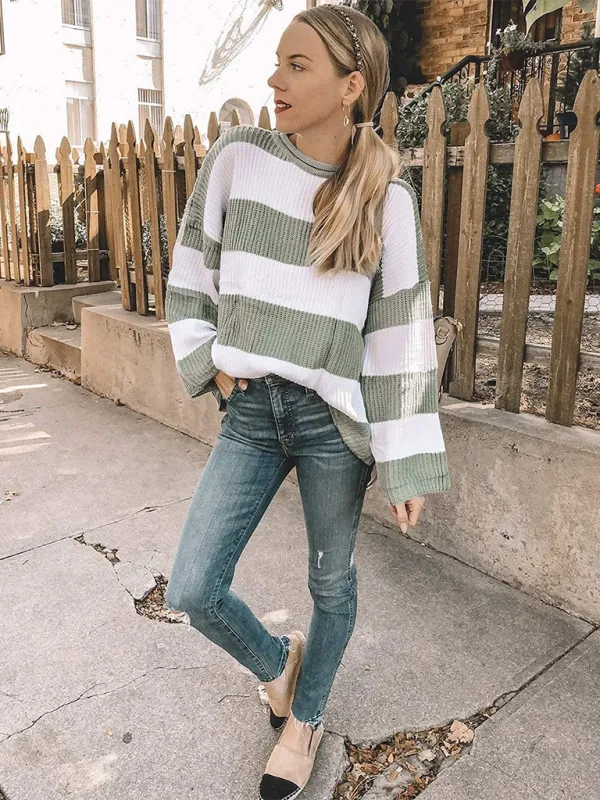 Red & White Striped Sweater Oversized Jumper