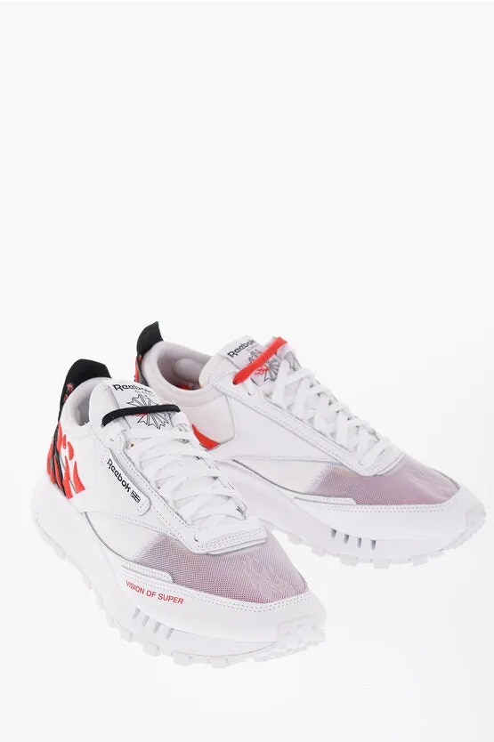 Reebok Leather and Mesh LEGACY Low-Top Sneakers with Embroidery