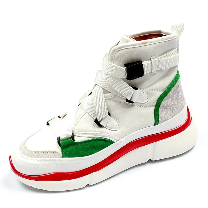 Retro High Top with Multi Buckled Straps Sneaker