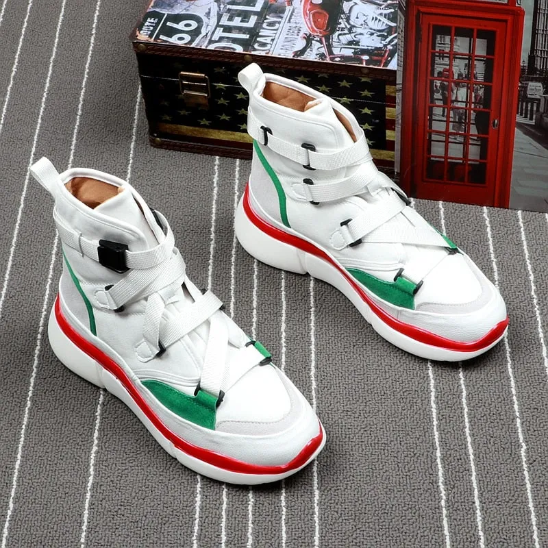 Retro High Top with Multi Buckled Straps Sneaker