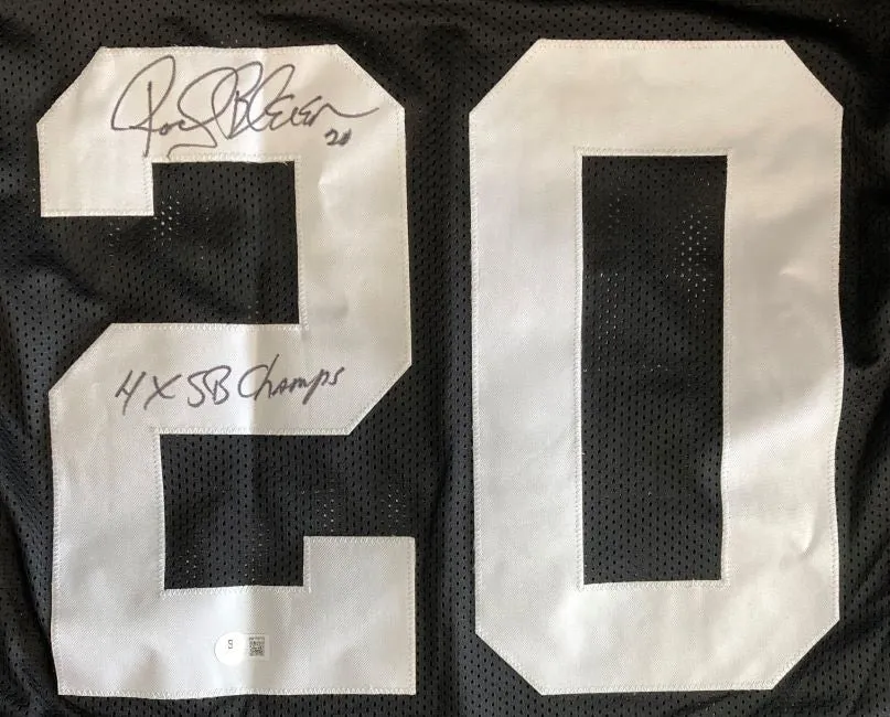 Rocky Bleier Pittsburgh Signed Black Football Jersey 4X SB Champs BAS ITP