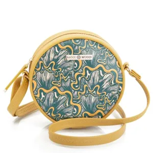 SACCI MUCCI Round Sling Bag, Printed Sling Bag For Girls, Women Sling Bag, Crossbody Bag For Women-Aquatic Mushrooms (Mustard)