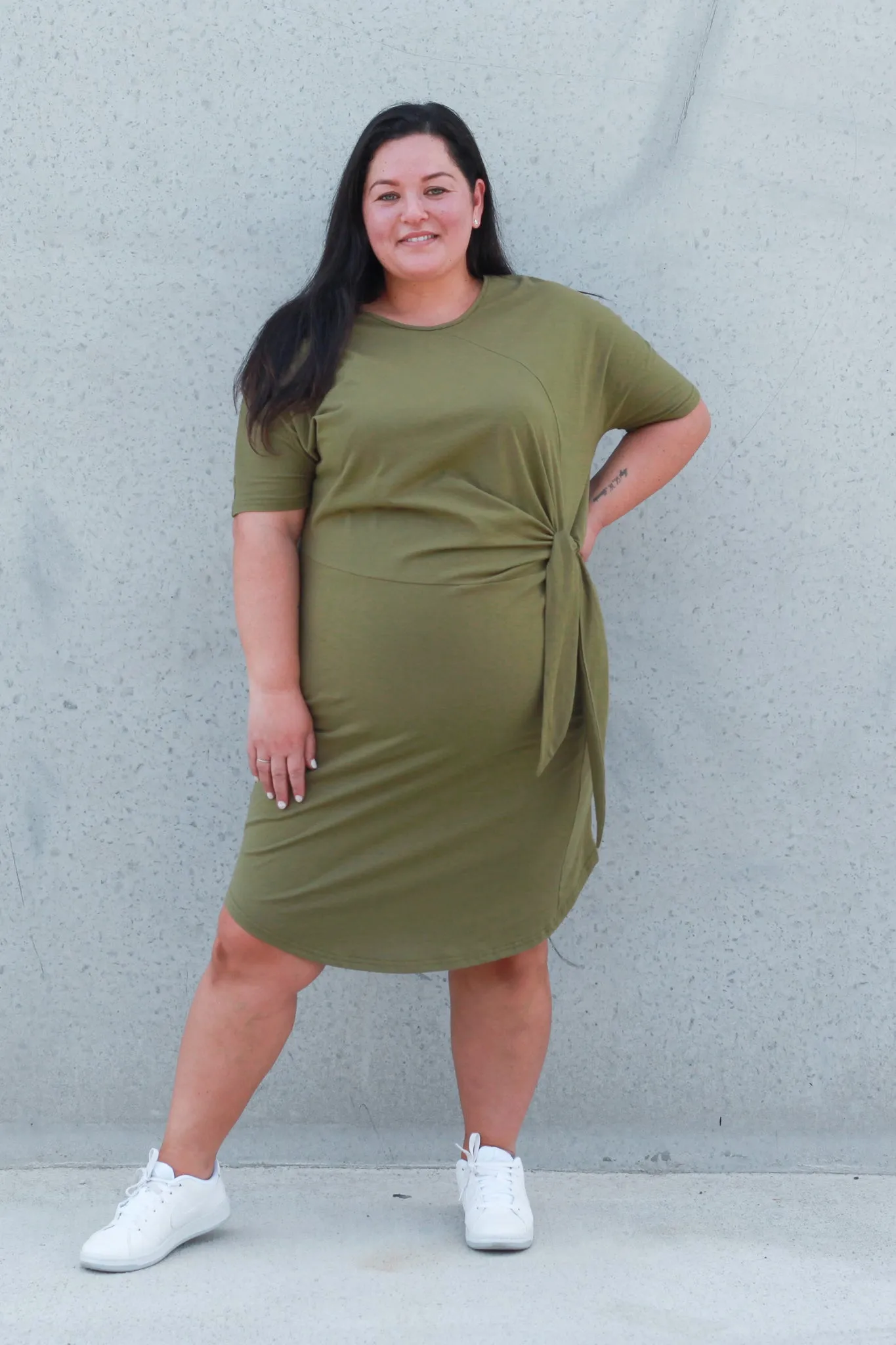 *SADIE SIDE KNOT DRESS ARMY GREEN