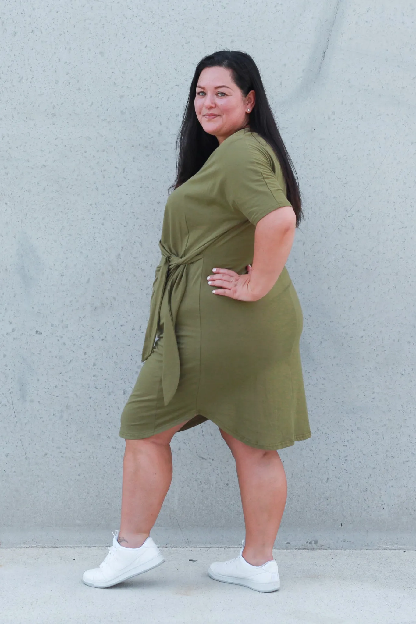 *SADIE SIDE KNOT DRESS ARMY GREEN