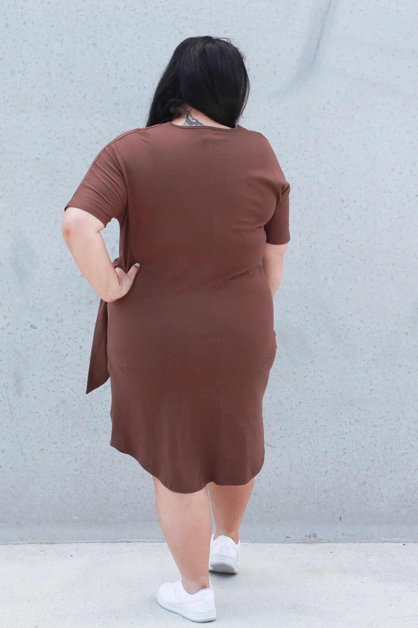 *SADIE SIDE KNOT DRESS BROWN