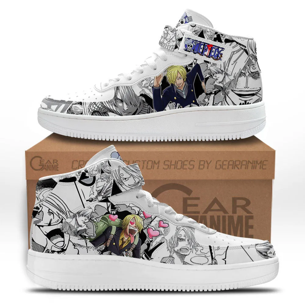 Sanji Sneakers Air Mid OP Custom Anime Shoes Mix Manga