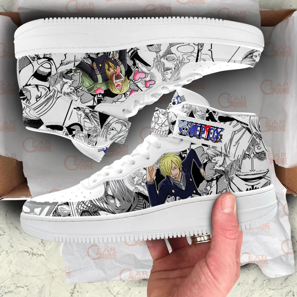 Sanji Sneakers Air Mid OP Custom Anime Shoes Mix Manga