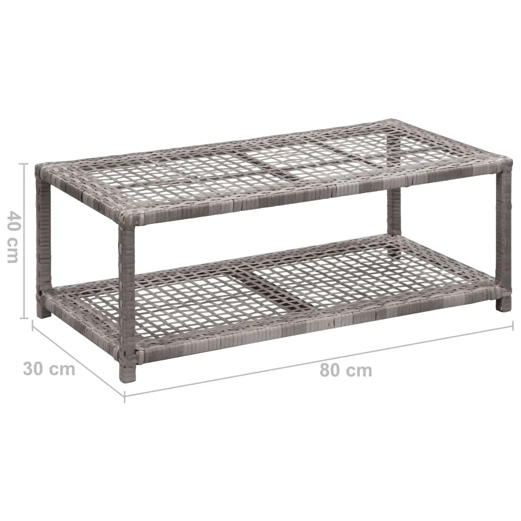 Shoe Bench Grey 80x40x30 cm Poly Rattan