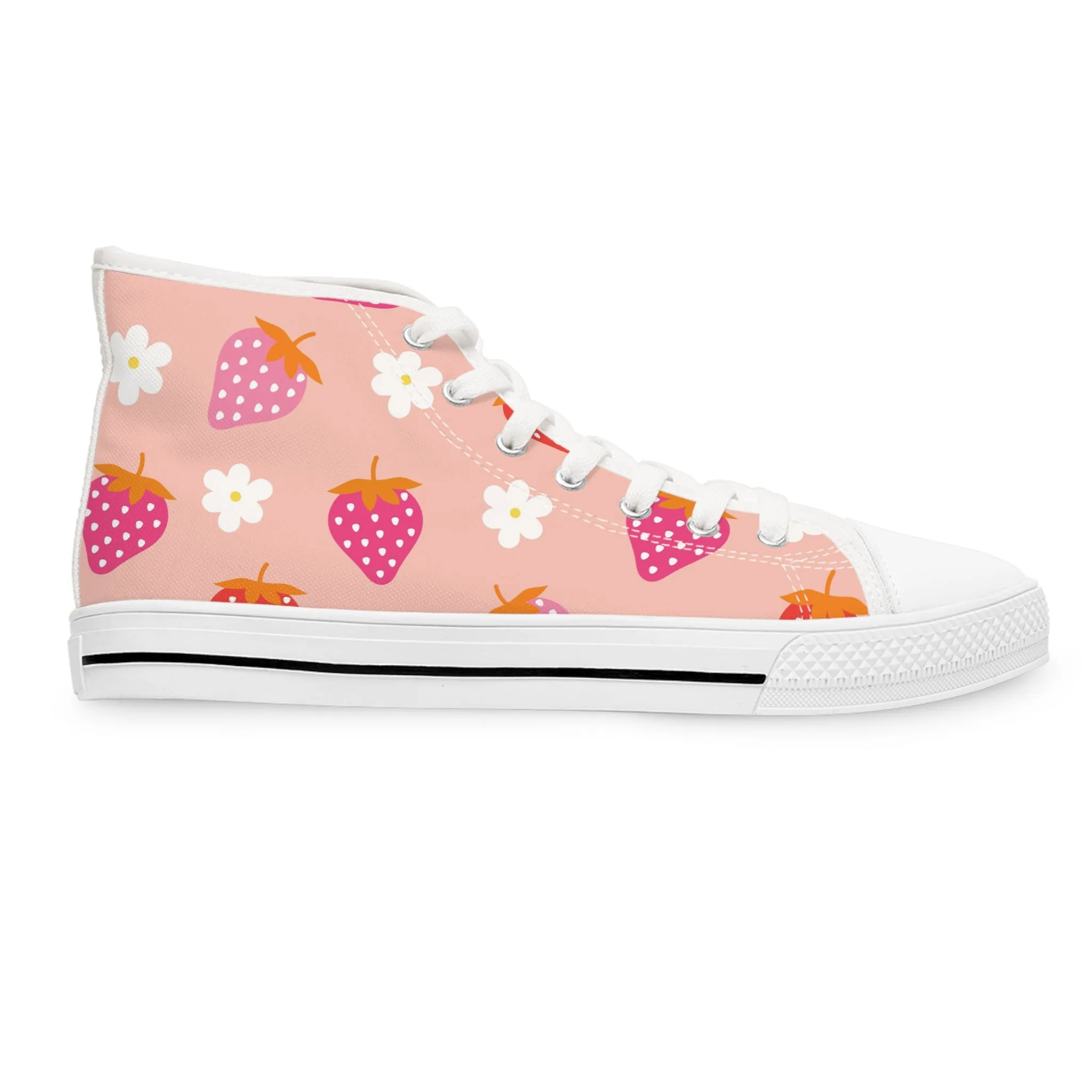 Strawberry and Flowers Women's High Top Sneakers