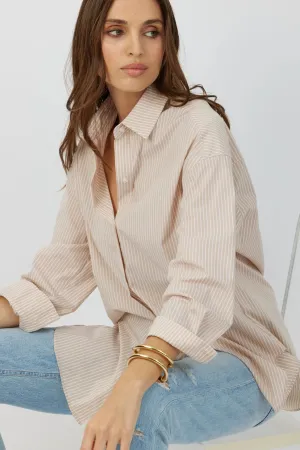 The Reya - Sesame Button Down Versatile Oversized Summer Shirt