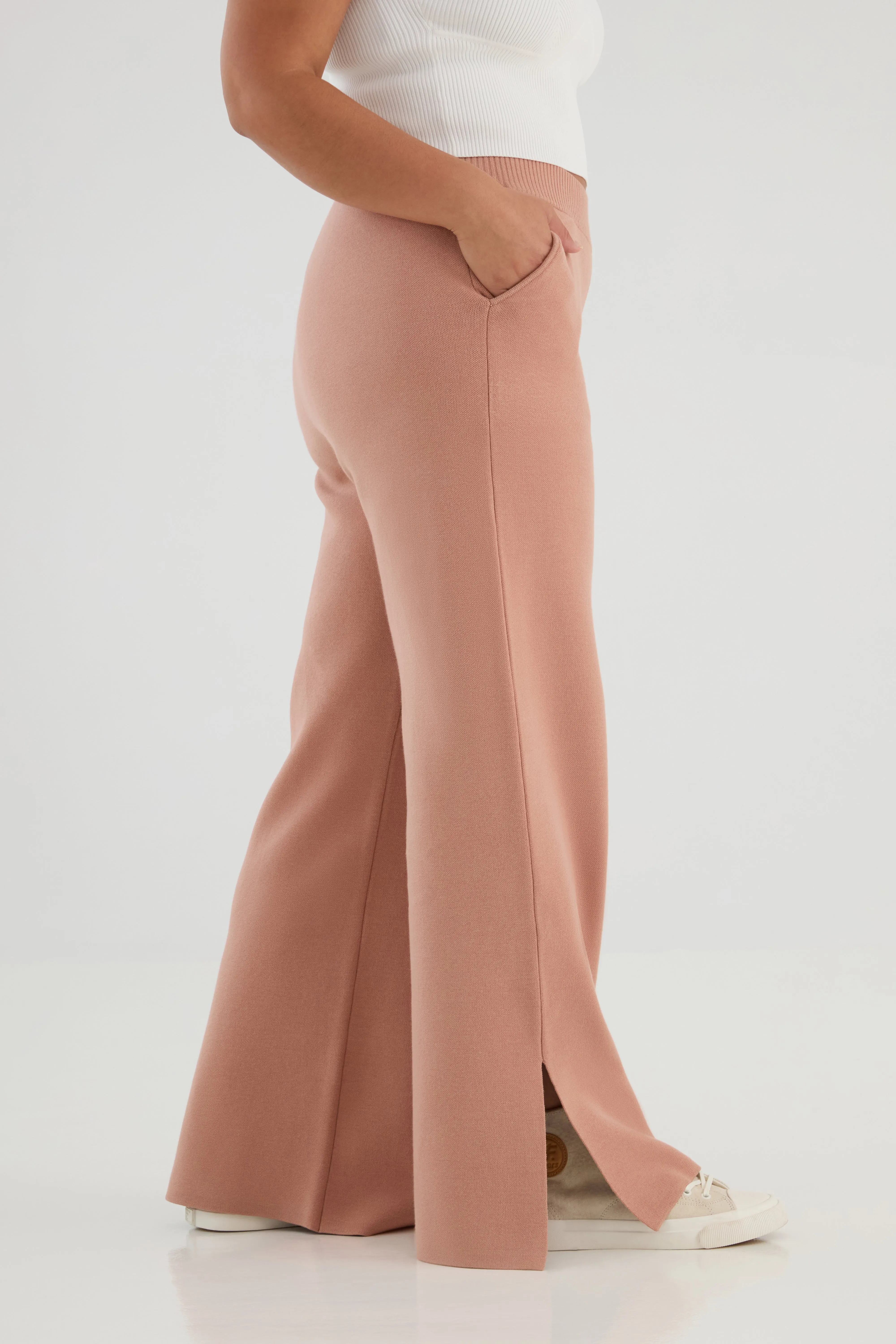 The Sweater Wide Leg Pant - Cafe Creme